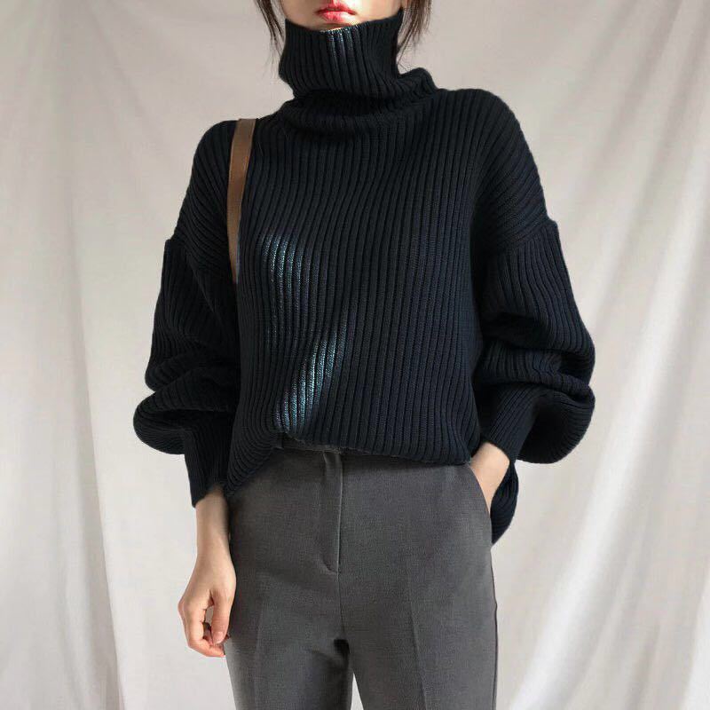 Maison Léa™ | Luxe Pull à col roulé et à manches ballon