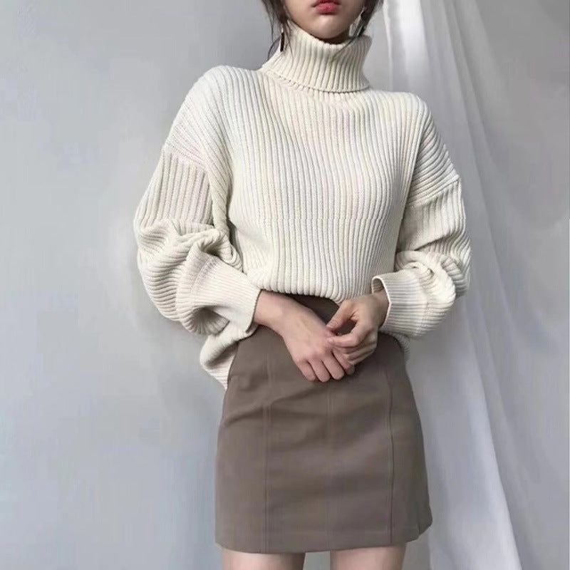 Maison Léa™ | Luxe Pull à col roulé et à manches ballon