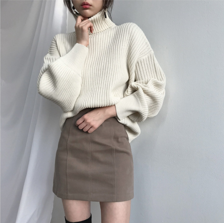Maison Léa™ | Luxe Pull à col roulé et à manches ballon