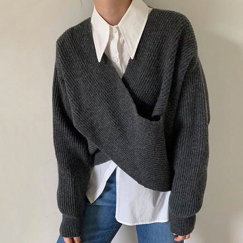 Maison Léa™ | Pull en tricot croisé chic