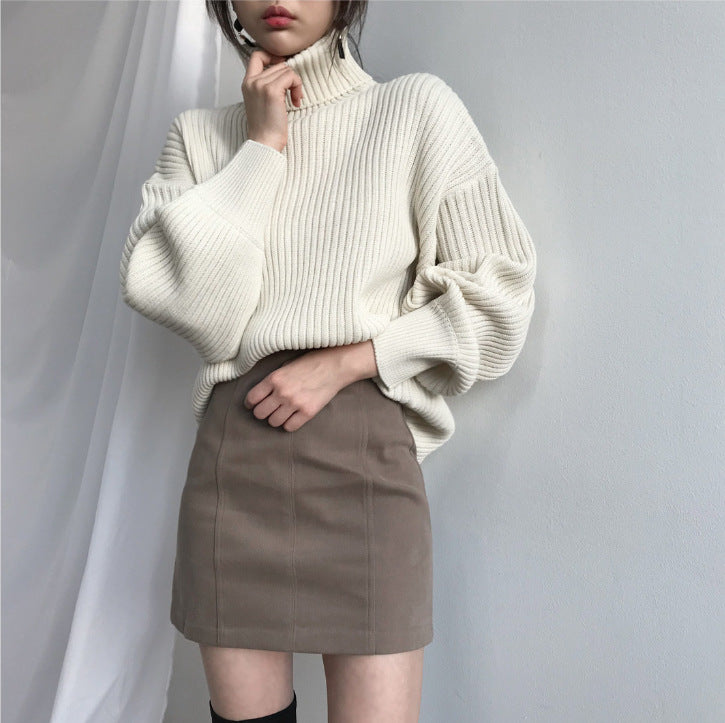Maison Léa™ | Luxe Pull à col roulé et à manches ballon