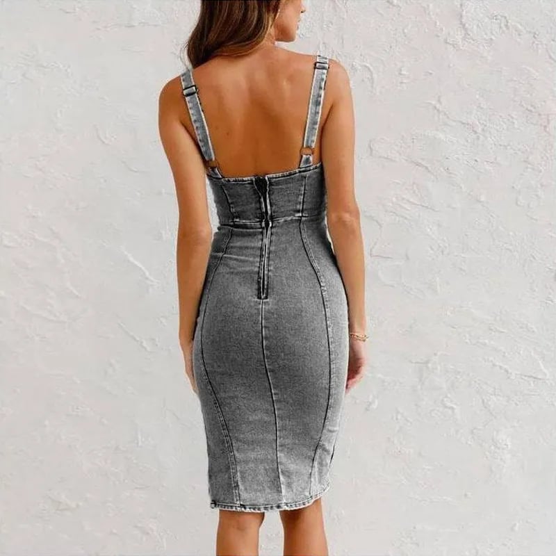 Maison Léa™ | Robe Camisole Moulante en Denim