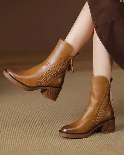 Corinne™ | Bottines noires en cuir à talon confort, élégantes et intemporelles