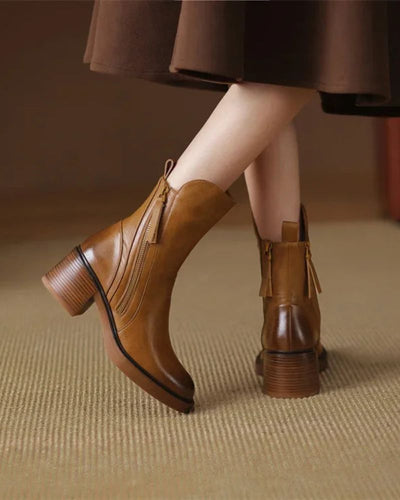 Corinne™ | Bottines noires en cuir à talon confort, élégantes et intemporelles