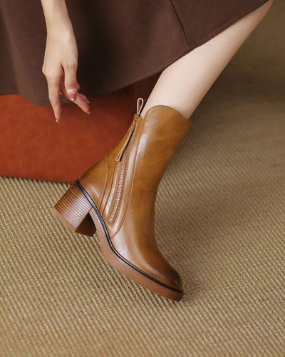 Corinne™ | Bottines noires en cuir à talon confort, élégantes et intemporelles