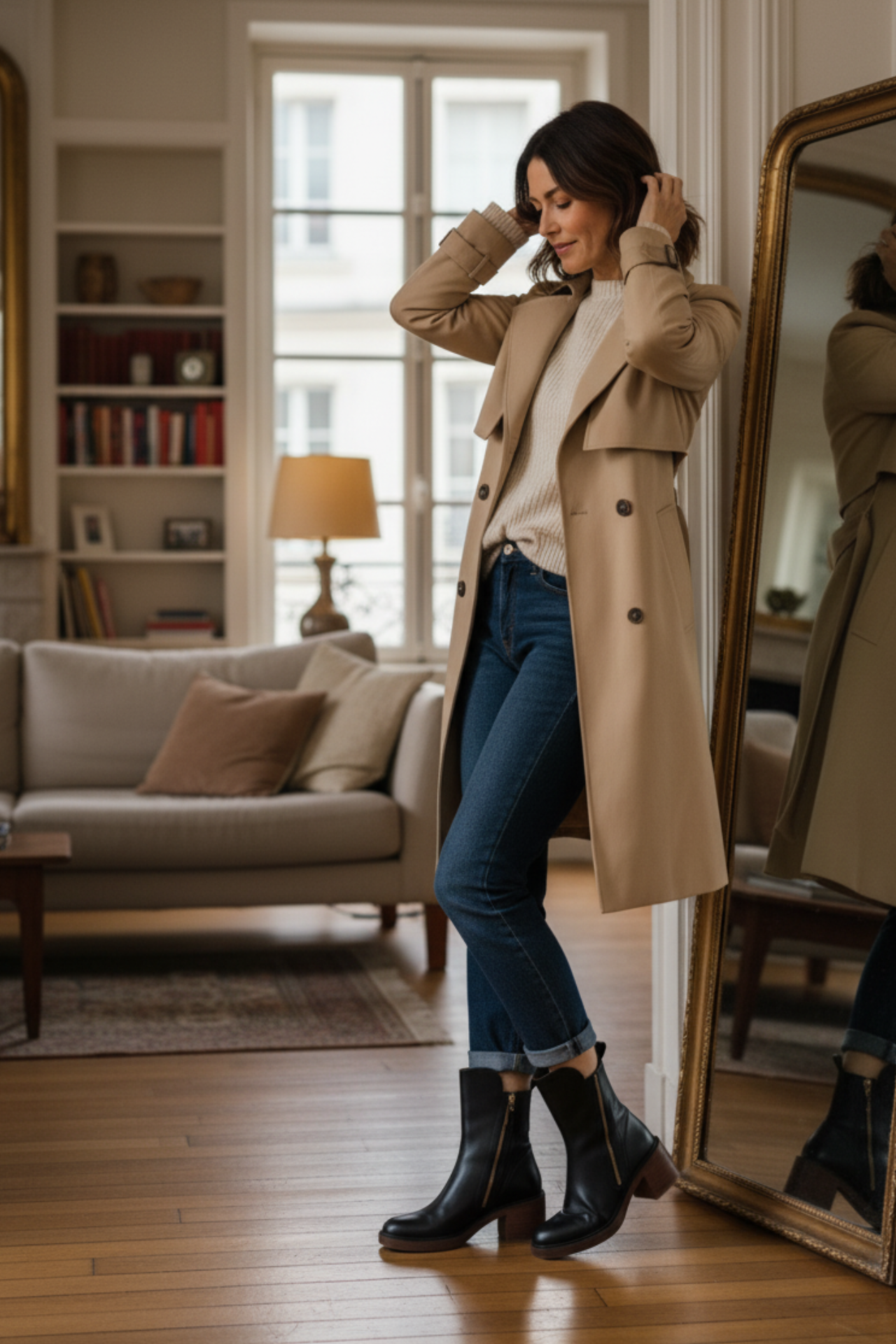 Corinne™ | Bottines noires en cuir à talon confort, élégantes et intemporelles