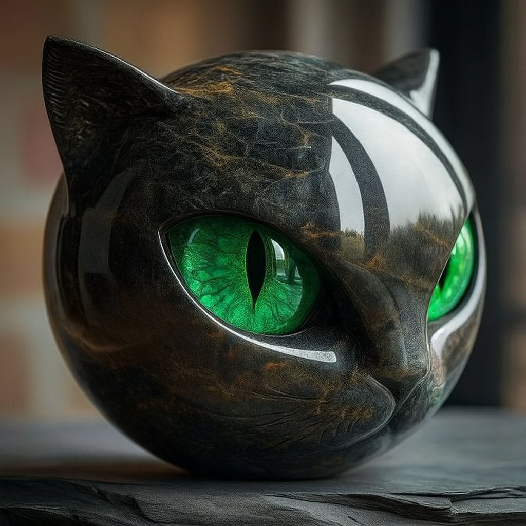 Nocturne™ | Sculpture Féline Mystique en Marbre Poli