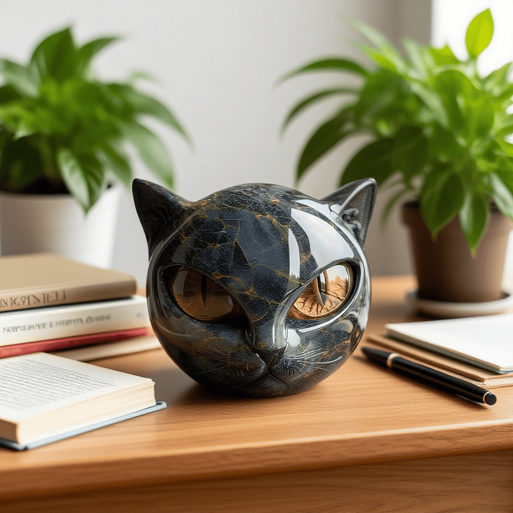 Nocturne™ | Sculpture Féline Mystique en Marbre Poli