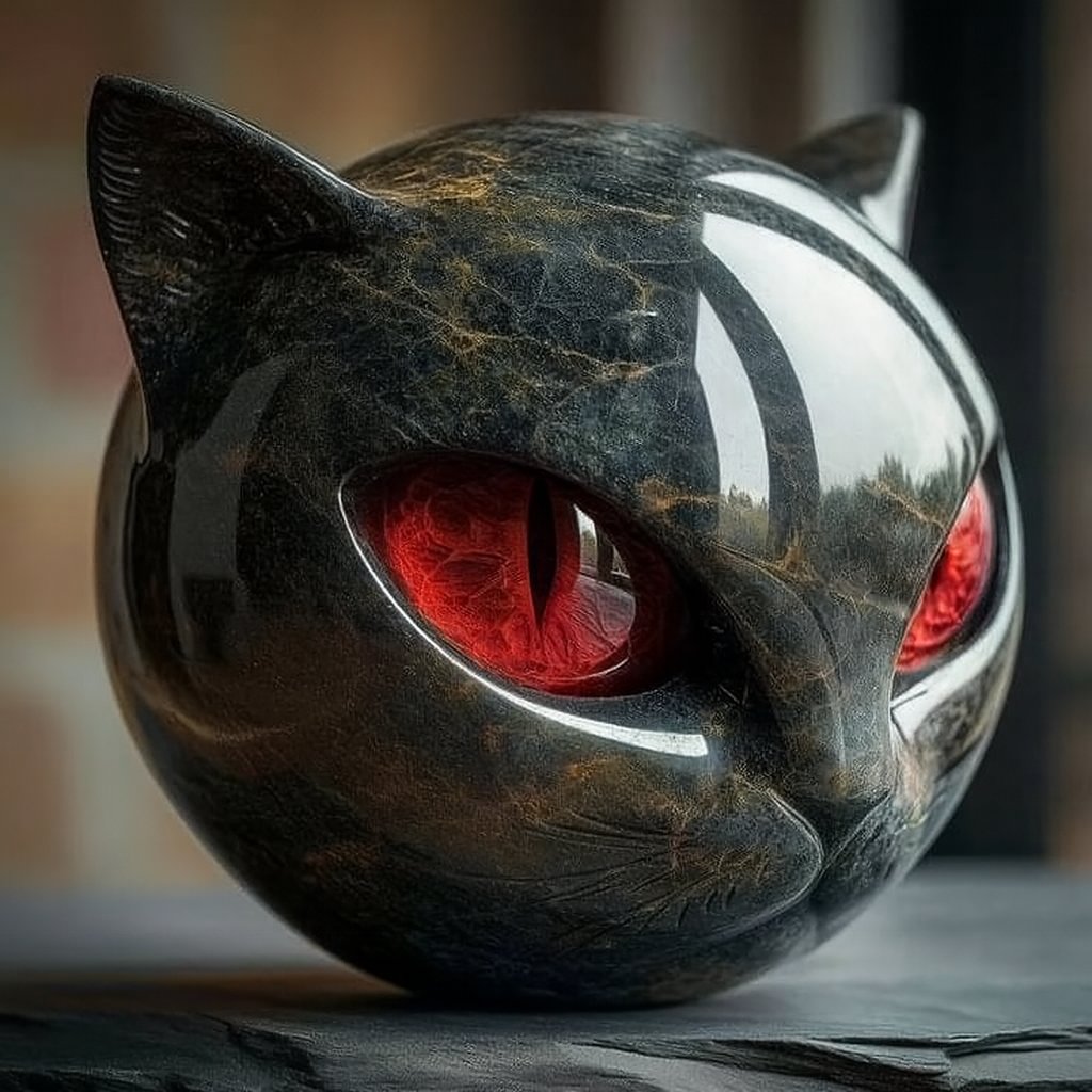 Nocturne™ | Sculpture Féline Mystique en Marbre Poli