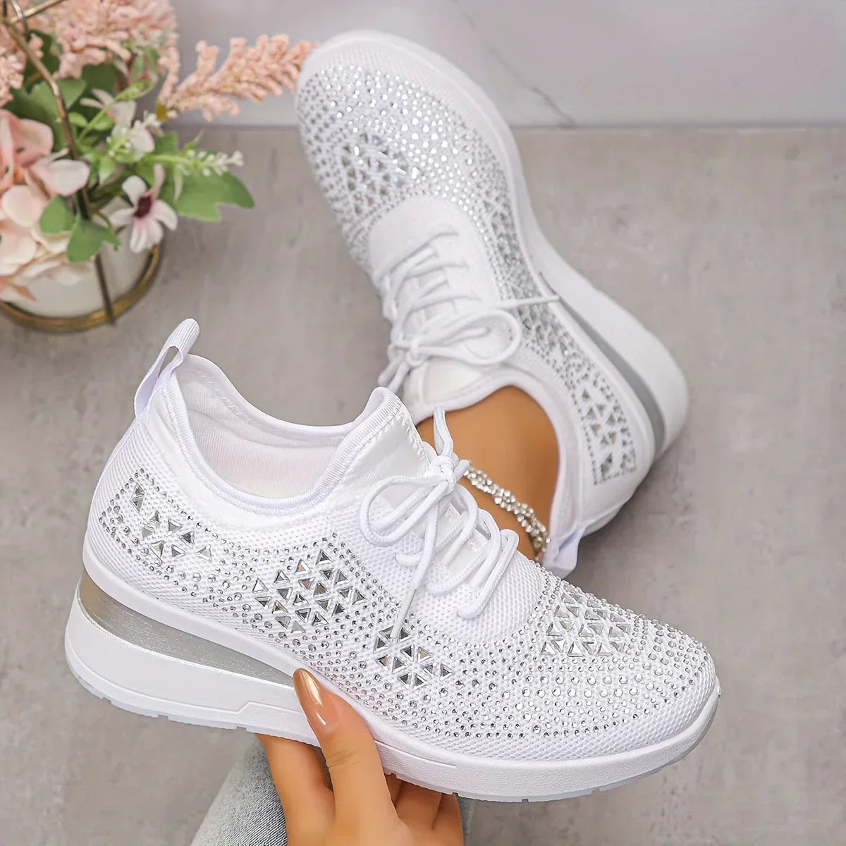 Aurélie – Baskets orthopédiques avec strass scintillants
