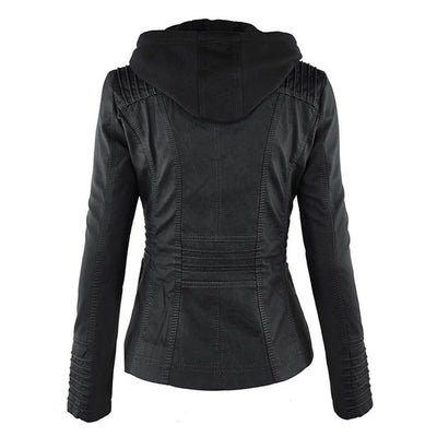 Sabine™ | Veste moderne en cuir avec capuche