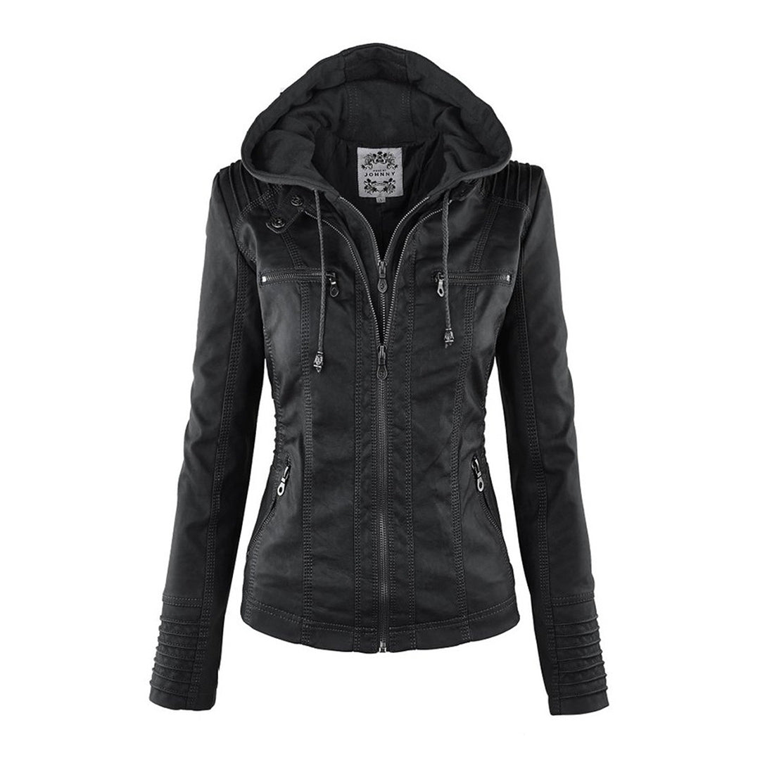 Sabine™ | Veste moderne en cuir avec capuche