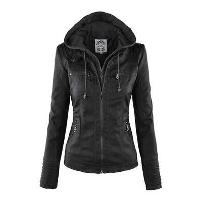 Sabine™ | Veste moderne en cuir avec capuche