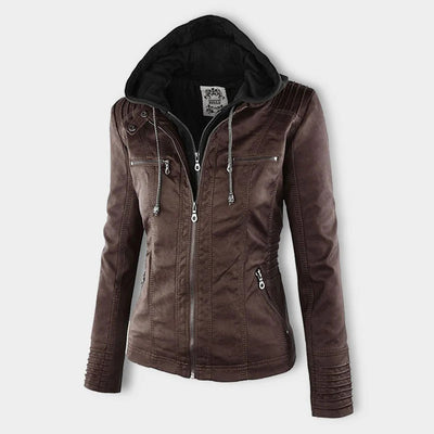 Sabine™ | Veste moderne en cuir avec capuche