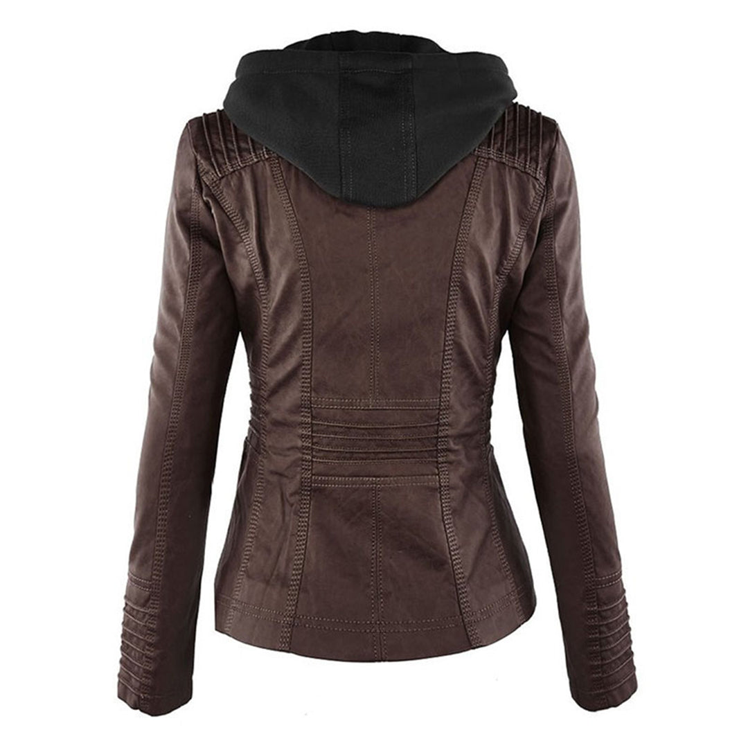 Sabine™ | Veste moderne en cuir avec capuche