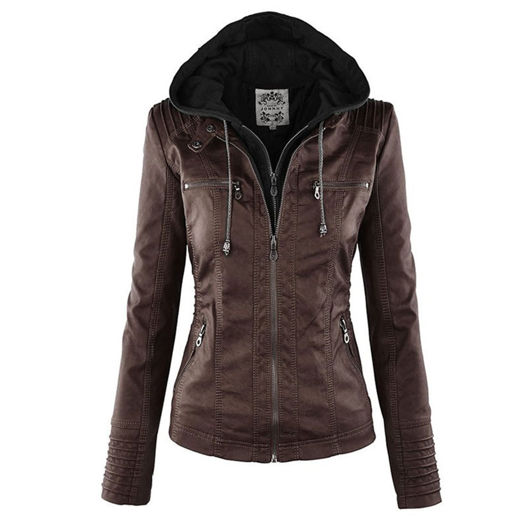 Sabine™ | Veste moderne en cuir avec capuche