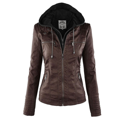Sabine™ | Veste moderne en cuir avec capuche