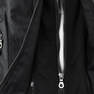 Sabine™ | Veste moderne en cuir avec capuche