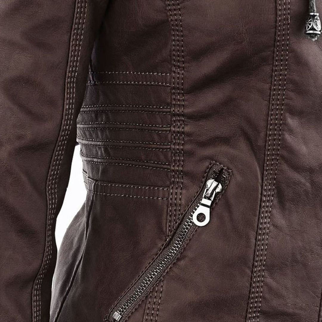 Sabine™ | Veste moderne en cuir avec capuche