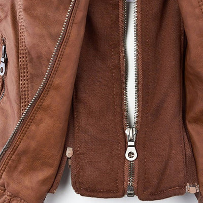 Sabine™ | Veste moderne en cuir avec capuche