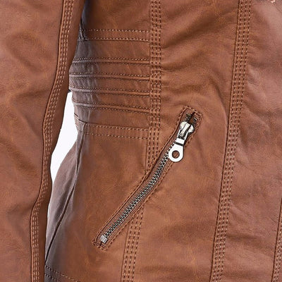 Sabine™ | Veste moderne en cuir avec capuche