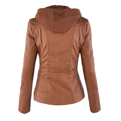 Sabine™ | Veste moderne en cuir avec capuche