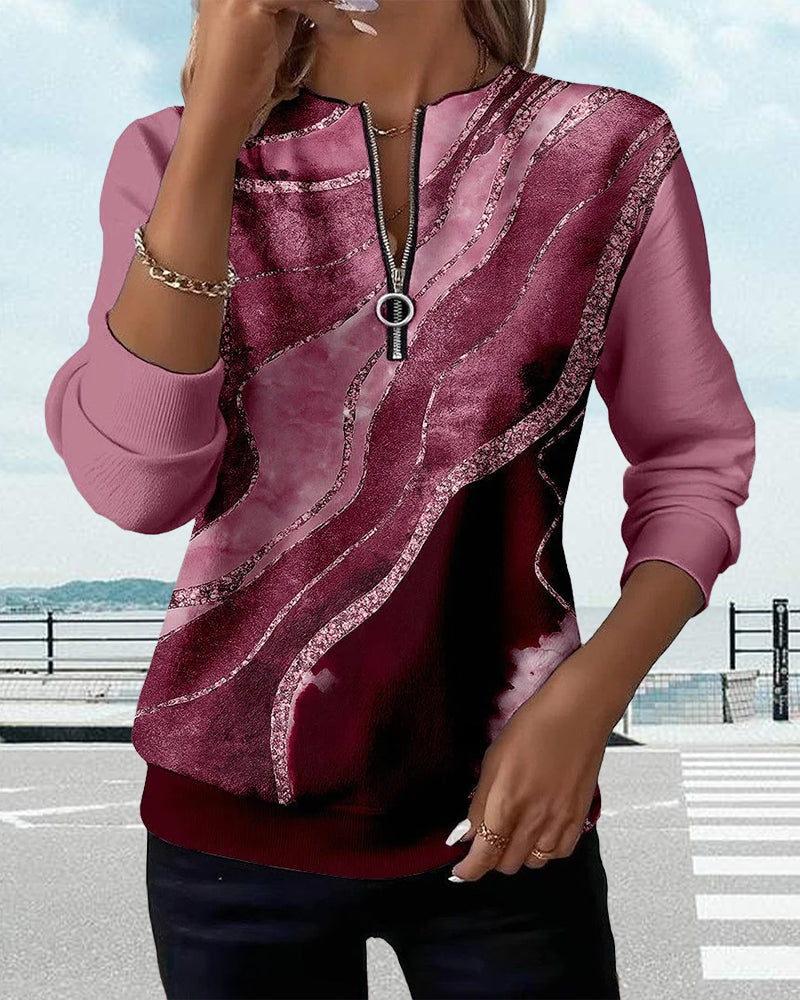 Selvara | Mikina s polovičním zipem a vintage potiskem