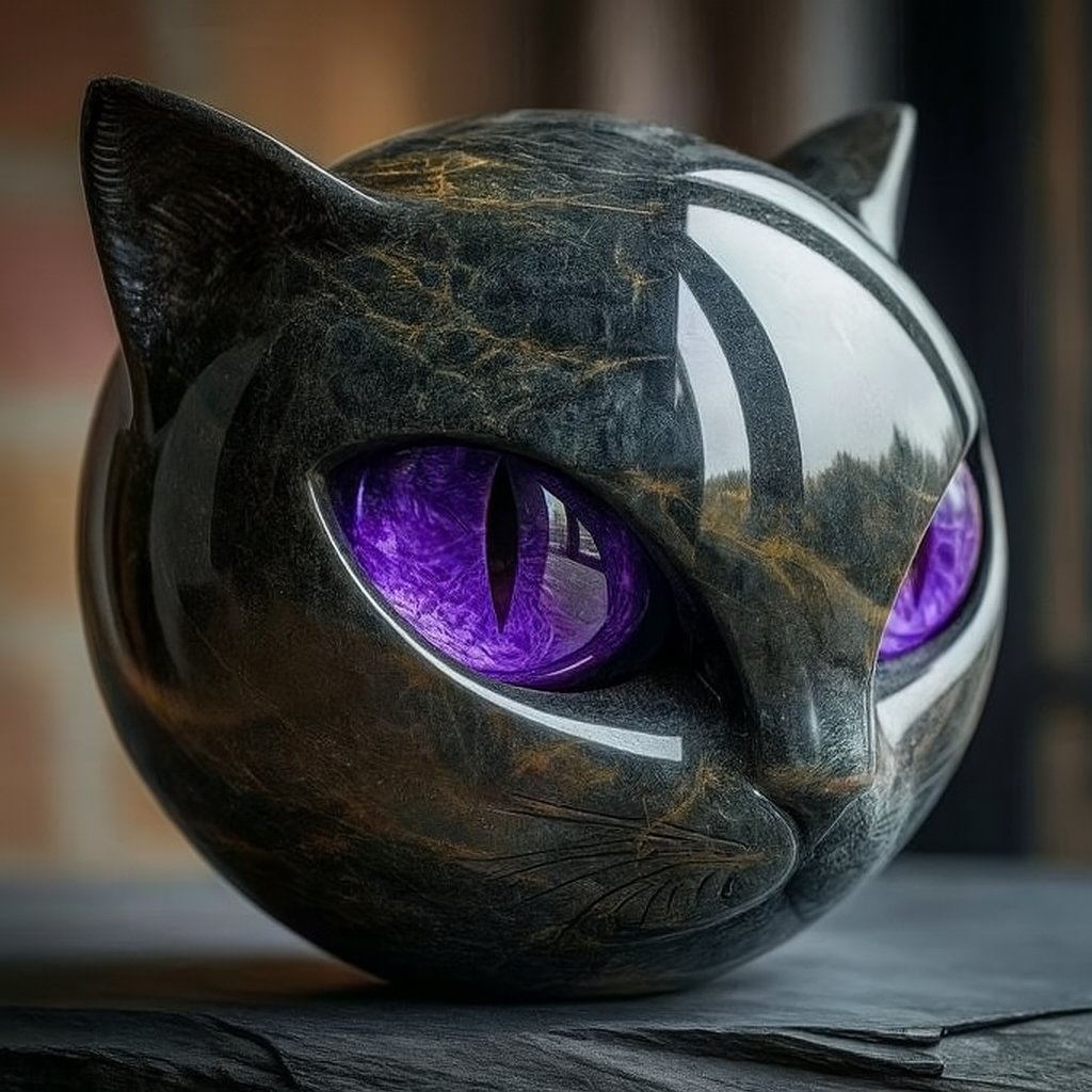 Nocturne™ | Sculpture Féline Mystique en Marbre Poli