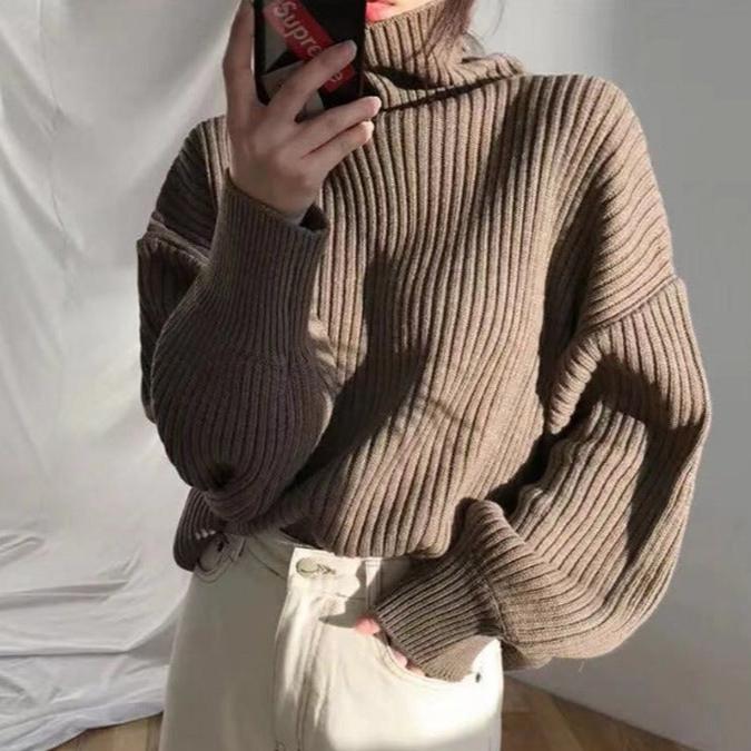 Maison Léa™ | Luxe Pull à col roulé et à manches ballon