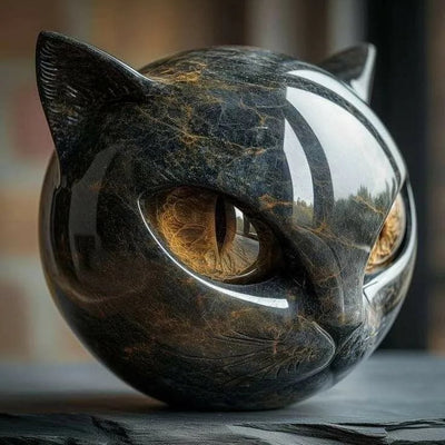 Nocturne™ | Sculpture Féline Mystique en Marbre Poli