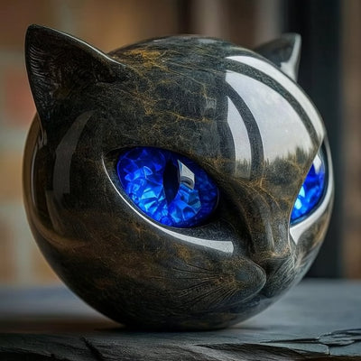 Nocturne™ | Sculpture Féline Mystique en Marbre Poli