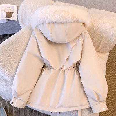 Veste à col fourré avec capuche